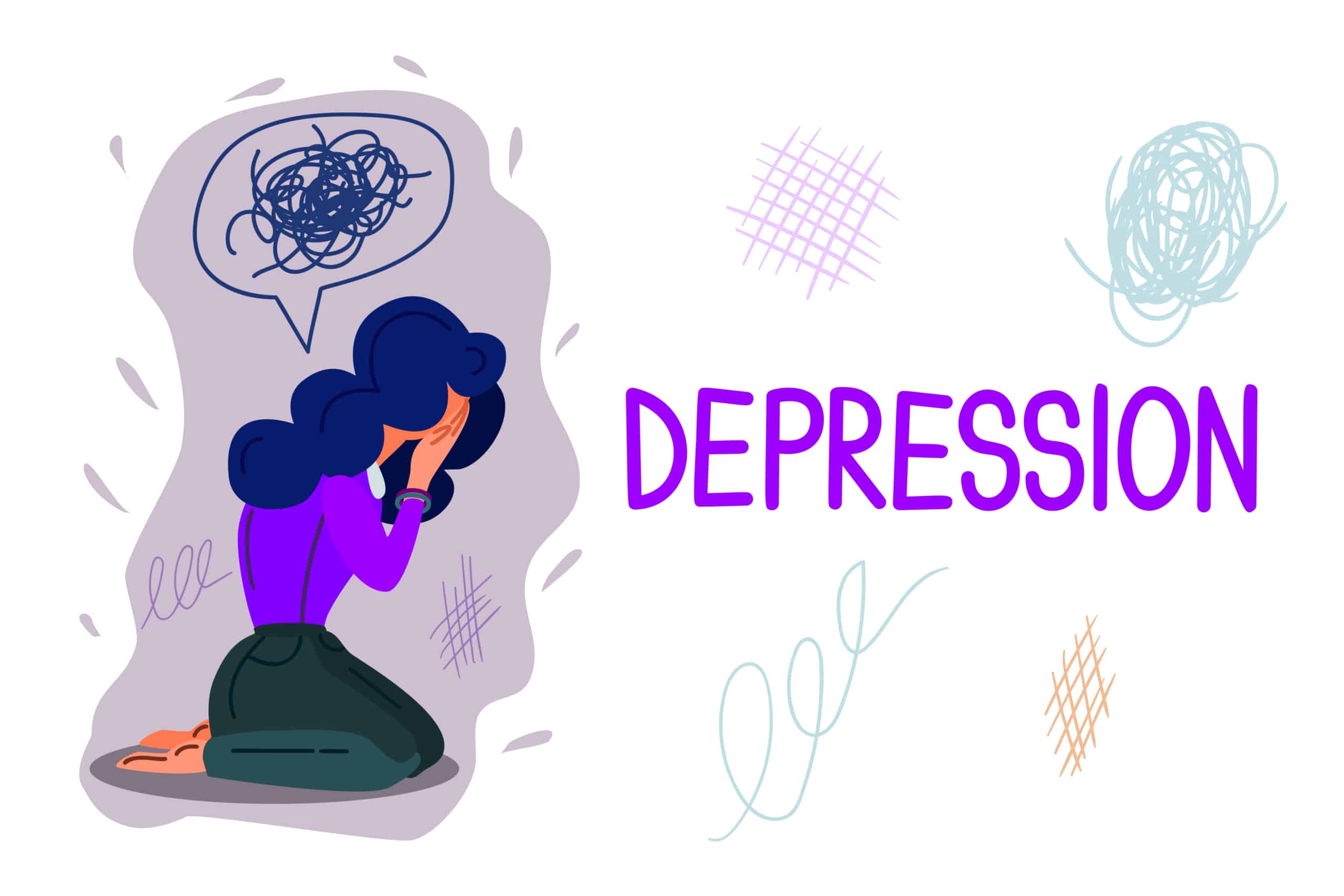 Depression hand drawn banner vector template Depression hand drawn banner vector template. Psychology, psychotherapy cartoon poster concept